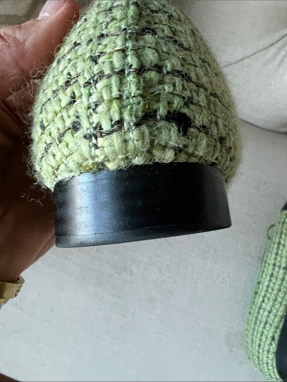 C-like Green Tweed and Black Cap-Toe Ballet Flats - Picture 6 of 7